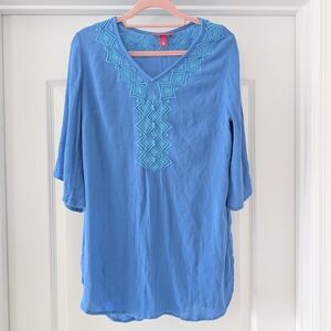 Blue Embroidered Women's Top